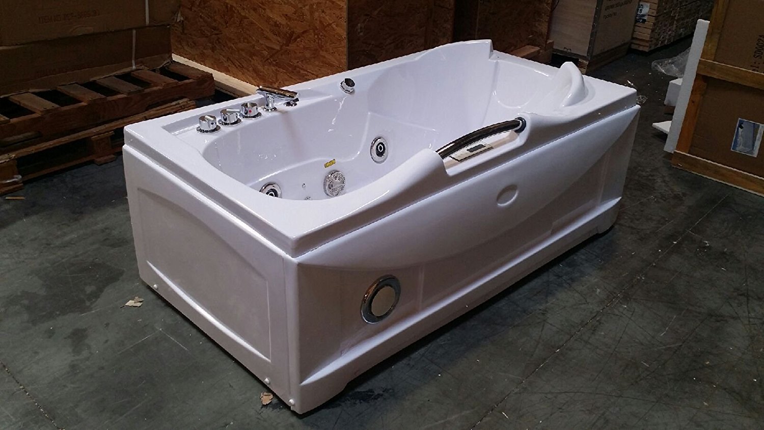 1 Person Hydrotherapy White Bathtub With Bluetooth Remote Control And