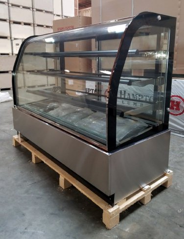 71 Curved Glass Bakery Countertop Refrigerator Display Case Led