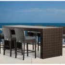 7 Piece PE Rattan Wicker Outdoor Glasstop Bar Table Stool Set