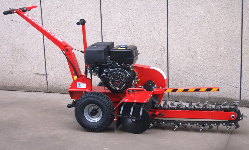 15HP Gas Powered Walk Behind Trencher Digger Tiller Cultivator, 24