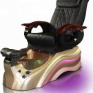 Shiatsu Salon Massage Pedicure Spa Black Chair, with Stool, Pipe-less Tub, Gold Crystal Basin