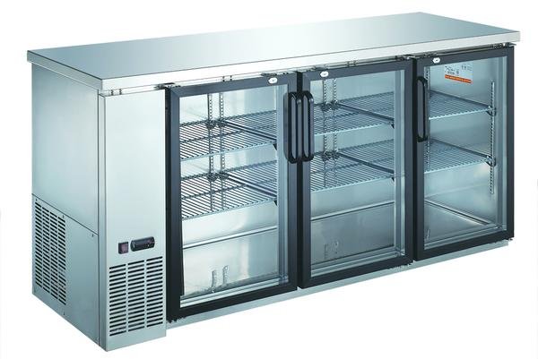 72" Stainless Steel Commercial Back Bar Cooler Fridge with Glass Doors UBB-24-72G-SS