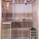 Canadian Hemlock Wood Traditional Swedish 4 Person Wall Sauna, with Heater options, and Rocks