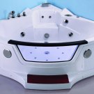2 Person Massage Hydrotherapy Corner Bathtub Tub, with Foot Step, Bluetooth, Inline Heater, 22 Jets