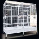 Pure White Double Macaw Parrot Cockatoo Bird Breeder Pet Cage with Divider