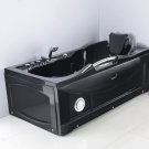 1 Person Massage Hydrotherapy Right Corner Black Bathtub with Remote, Bluetooth, Inline Water Heater