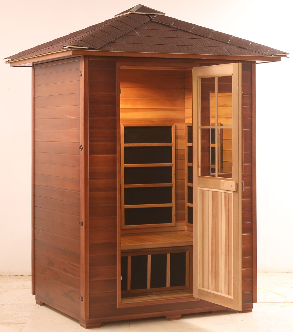 3 Person Canadian Red Cedar Outdoor Sauna FIR/Far Carbon Fiber Panels
