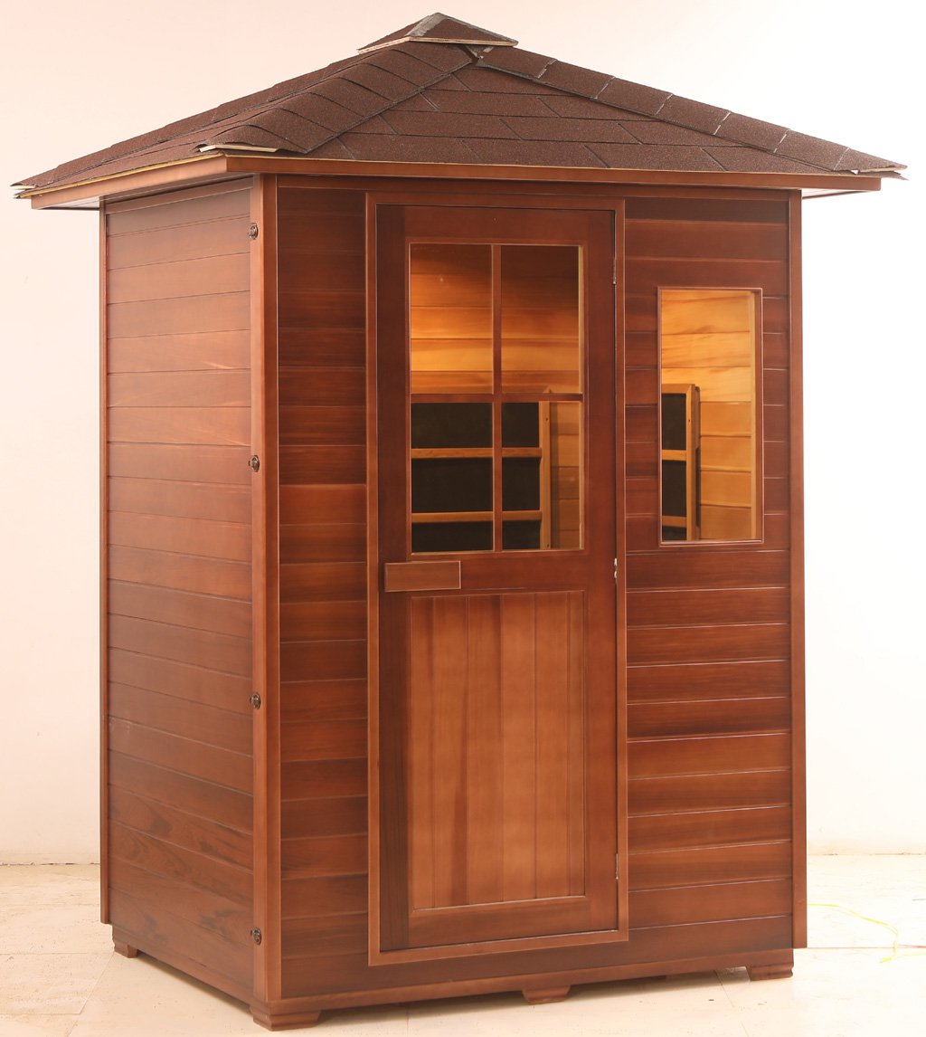 3 Person Canadian Red Cedar Outdoor Sauna FIR/Far Carbon Fiber Panels