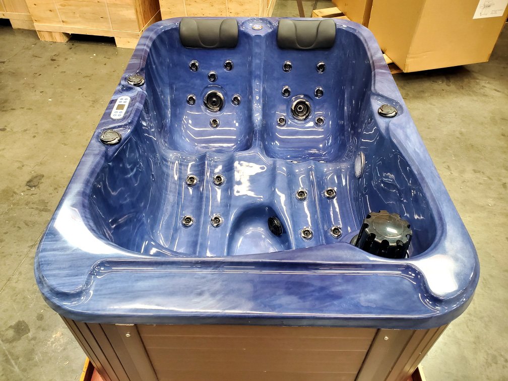 2 Person Hydrotherapy Blue Acrylic Bath Tub Hot Tub, 3KW Heater, Hard