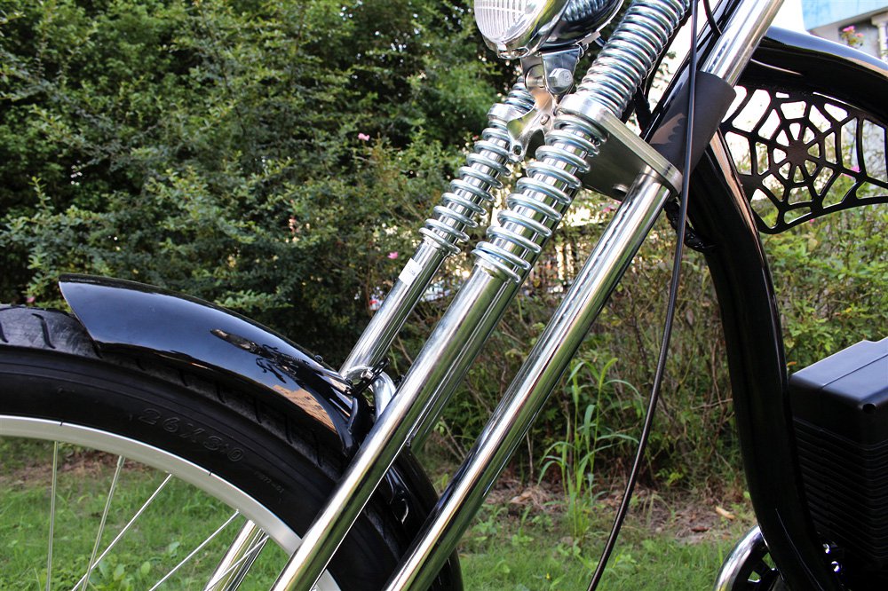 750W 48V Electric Chopper eBike Bicycle Carbon Steel Bike Frame Front