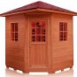 4 Person Outdoor Red Cedar Traditional Sauna SPA with 6KW Wet Dry Heater, Shingled Roof, MP3