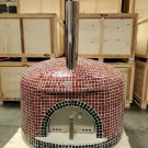 Handmade XL 46" Custom Mosaic Red Tile Brick Wood Fired Pizza Oven BBQ with Stainless Door and Vent