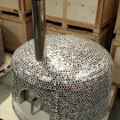 Handmade 46" Custom Mosaic Metallic Tile Brick Wood Fired Pizza Oven BBQ Stainless Door and Vent