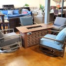 4 chairs and 1 Firepit Swivel Rocker Outdoor Patio Furniture Brown or Grey Aluminum Frame Chair