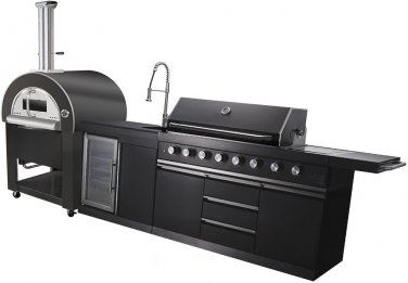 3 in 1 Stainless Steel Outdoor BBQ Kitchen Island Grill Propane LPG w/  Sink, Side Burner, LED Lights, and Canvas Cover