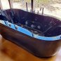 Black Freestanding Jetted Hydrotherapy Whirlpool Bathtub Indoor Soaking Hot Bath Tub 37AB