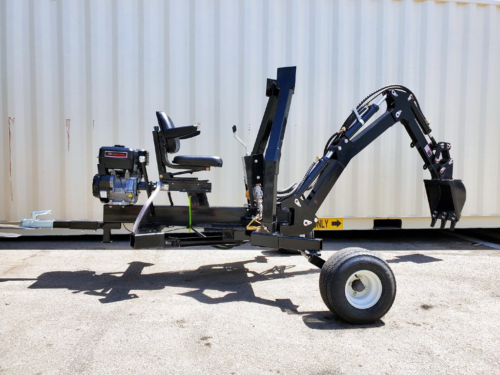 15HP 420CC Gas Powered Towable Backhoe Mini Excavator 8' Foot Reach and 12" Bucket