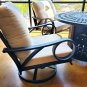 5 Piece Outdoor Patio Furniture Fire Pit Set Cast Aluminum Grey/Blue 4 Chairs / Table