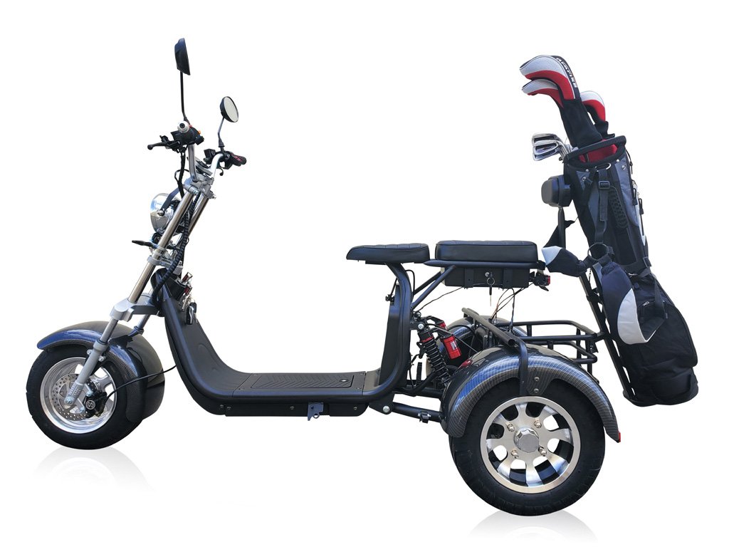 2000W Electric Trike Golf Cart Scooter Harley Style Carbon Fiber 40AH