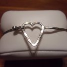 Thin Silver Jewelry Large Heart  small size hammered Women Bracelet Cuff bangle