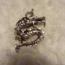 SILVER TONE GOTHIC DRAGON PENDANT CHARM NECKLACE