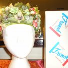 Vtg Ladies Pillbox 3D Multi Color green Flower Hat With Original box Excellent