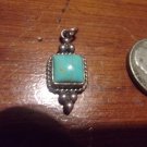 VINTAGE STERLING SILVER PENDANT TURQUOISE SQUARE Damaged