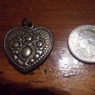 Vintage Southwest Motif Heart Roses Pendant Antiqued Silver Tone double sided