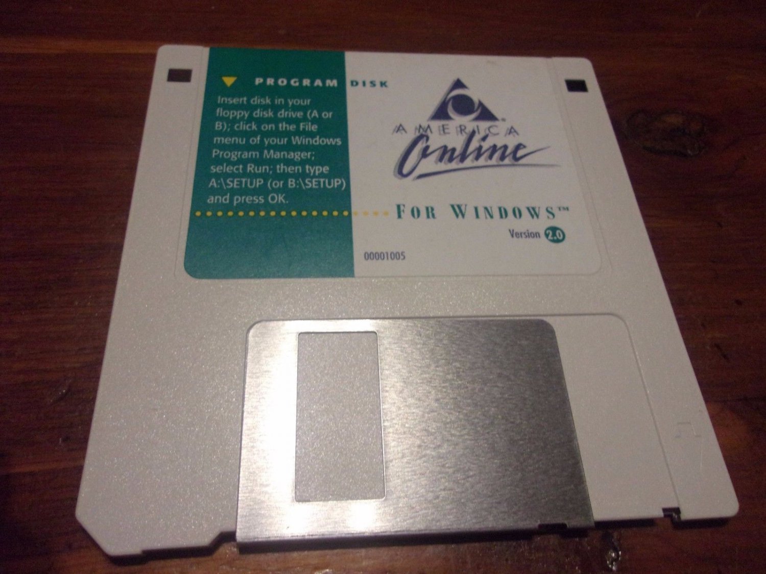 America Online for Windows Version 2.0 - Program Disk (3 1/2 inch) floppy