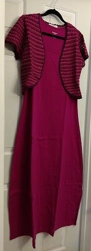 Liz Claiborne New York Regular Knit Maxi Dress w/ Open Shrug Wild Berry ...