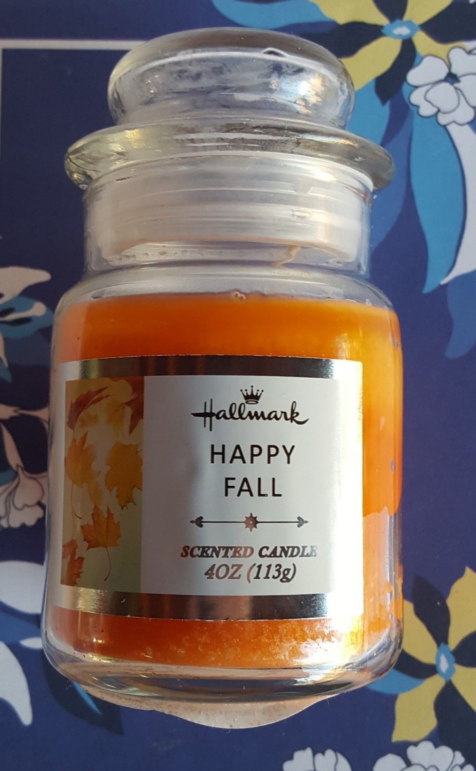 Hallmark Candle "HAPPY FALL" 4 oz Glass Jar (1 Wick) GIFT BAG, FREE