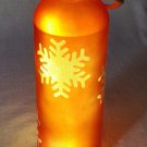 Large Red Glass w White Snowflakes LED Lantern  SHABBY CHIC HOME Decor
