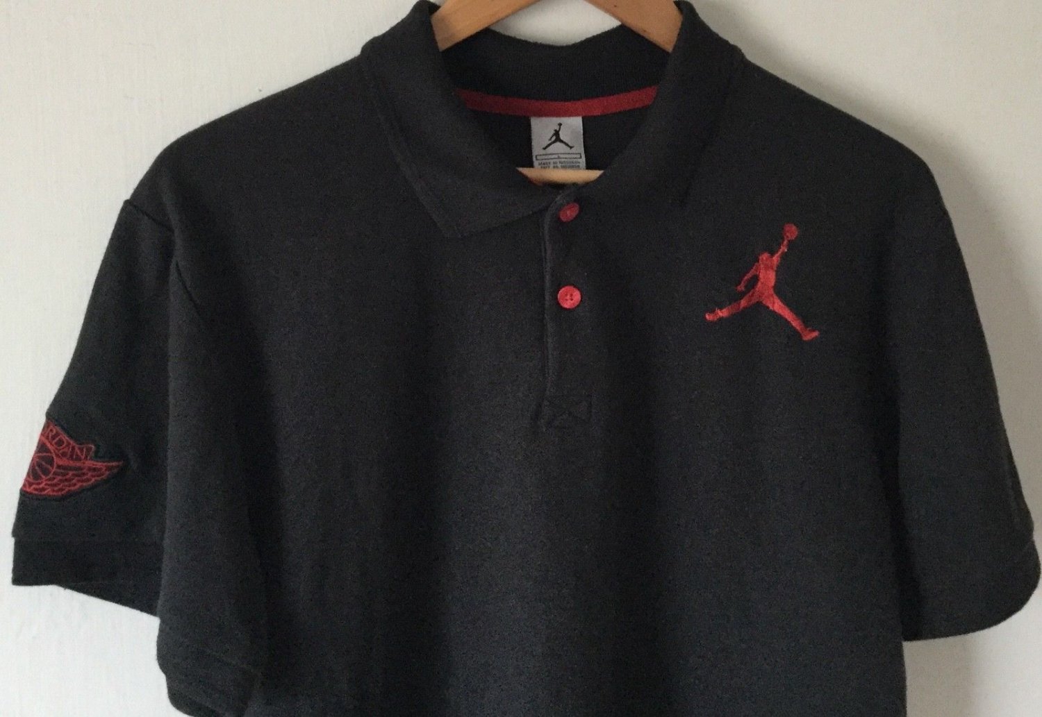 Boys Air Jordan Flight Wing Logo Short Sleeve Polo Shirt #23 Black Sz L