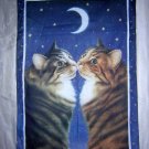 Kissing kitties Starry night cotton towel for cat lovers unused cm1021