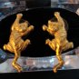 JJ clinging cat pierced earrings gold tone unused cm1032