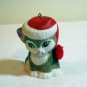 Kitty plays Santa bell bisque ware chenille pom pom vintage cm1040