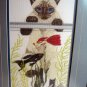 Framed needlepoint picture Siamese cat looking in fish tank cm1043
