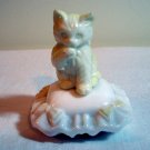 Avon kitten on milk glass cushion perfume bottle filled cat vintage cm1054