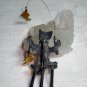 Smug fishing cat with catch pewter pin brooch vintage cm1062