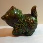 Long hair fat kitten ceramic figurine olive green vintage cm1083