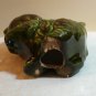 Long hair fat kitten ceramic figurine olive green vintage cm1083