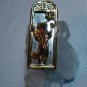 JJ gold tone cat looking in real mirror pin brooch mint vintage cm1085