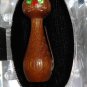 1950s wooden cat pin rhinestone and leather accents cm1098