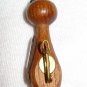 1950s wooden cat pin rhinestone and leather accents cm1098