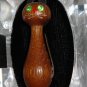 1950s wooden cat pin rhinestone and leather accents cm1098