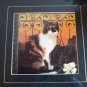 Calico cat with gardenia picture framed matted print cm1099