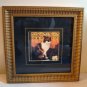 Calico cat with gardenia picture framed matted print cm1099