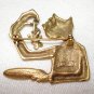 Mouse for lunch JJ figural cat pin humorous movable vintage costume jewelry cm1115