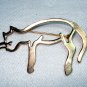 Nuri gold tone or plate cat pin brooch open work signed as new vintage costume jewelry cm1254