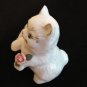 Old porcelain cat with hat and roses white gold features vintage cm1261